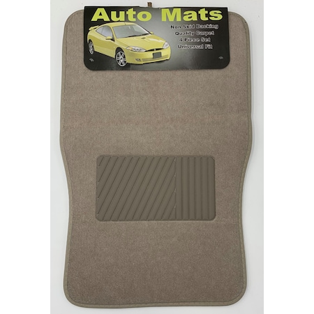 Car Dealer Depot 4 Pc. Carpet Mat Set W/ Heel Pad - Beige 9216
